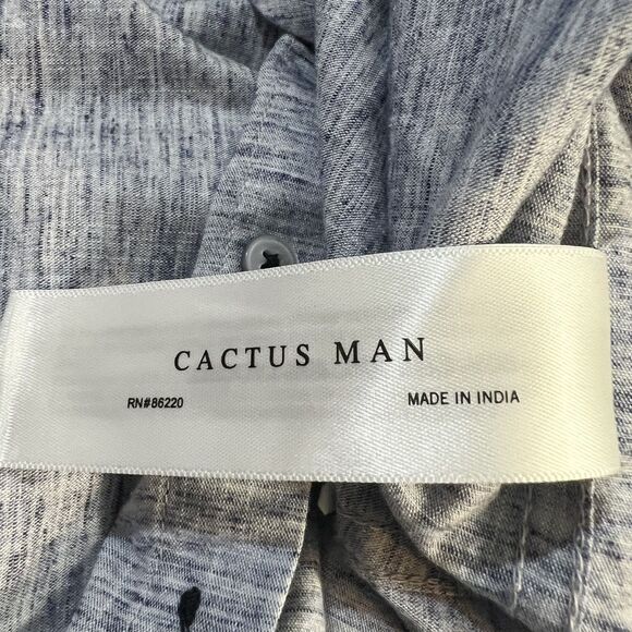 Cactus Man Ricky Singh Shirt Mens Medium Gray Long Sleeve Button Up Floral Trim - Picture 6 of 9